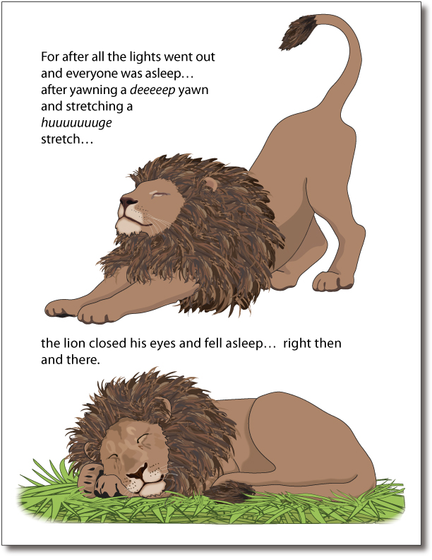 Illustration Lion Stretching
